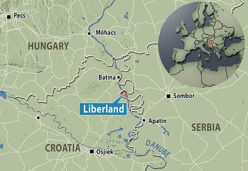 Liberland grenst aan Kroatië en Servië